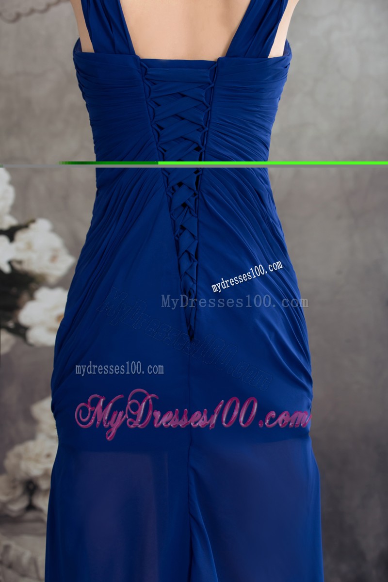Elegant Watteau Train Beaded High Slit Lace-up Back Prom Evening Dresses