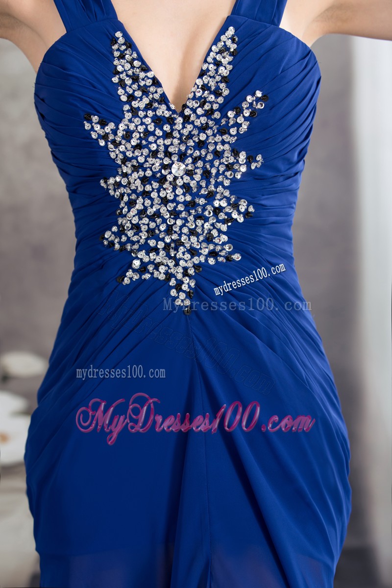 Elegant Watteau Train Beaded High Slit Lace-up Back Prom Evening Dresses