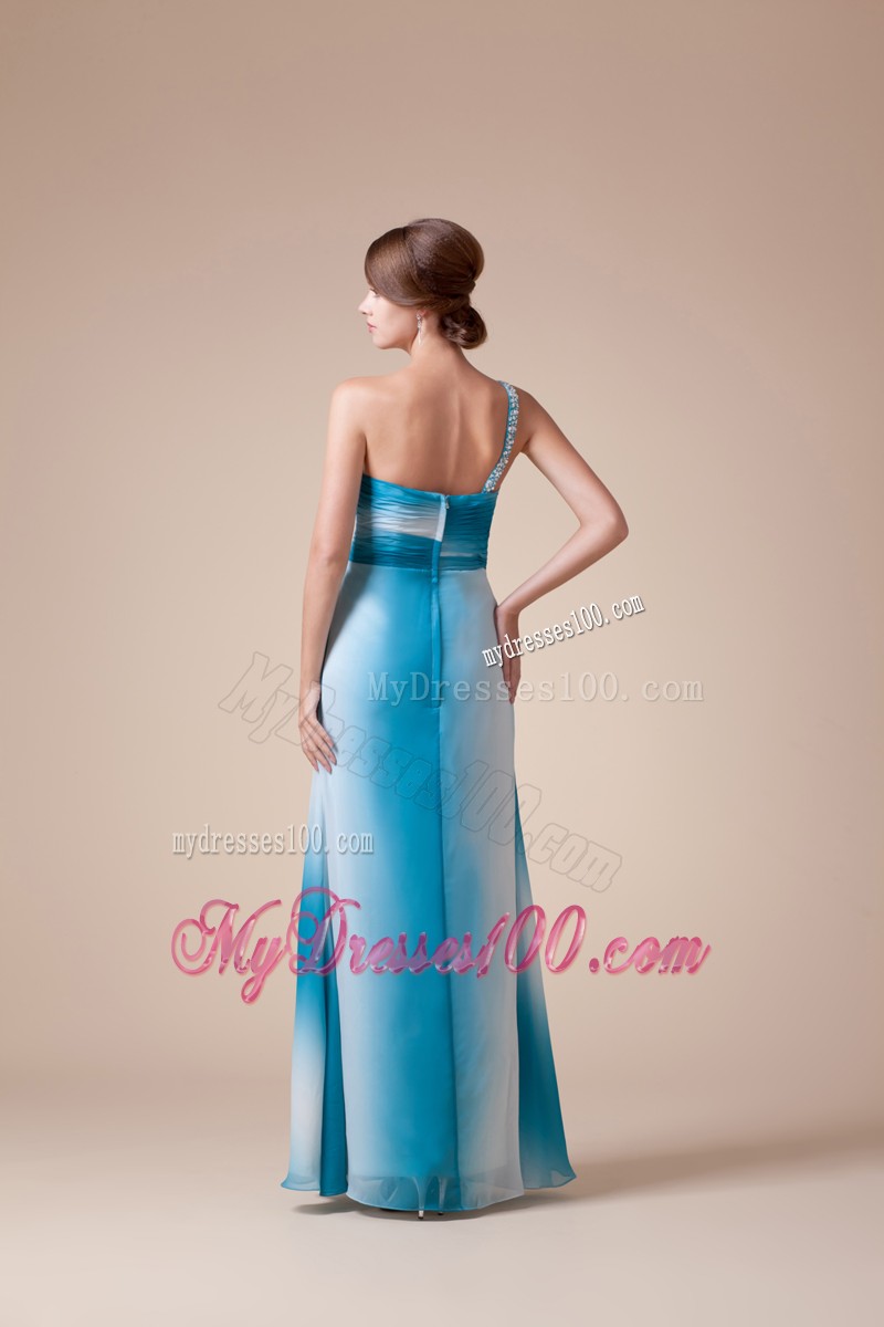 2013 Beaded One Shoulder High Slit Chiffon Prom Dresses Discount