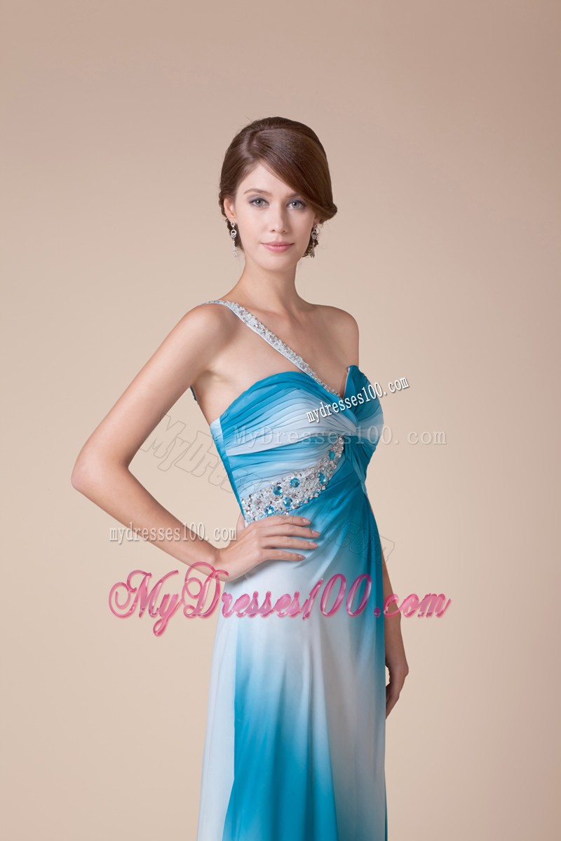 2013 Beaded One Shoulder High Slit Chiffon Prom Dresses Discount
