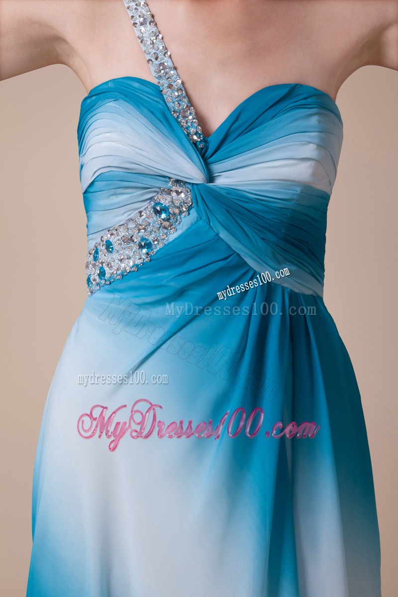 2013 Beaded One Shoulder High Slit Chiffon Prom Dresses Discount