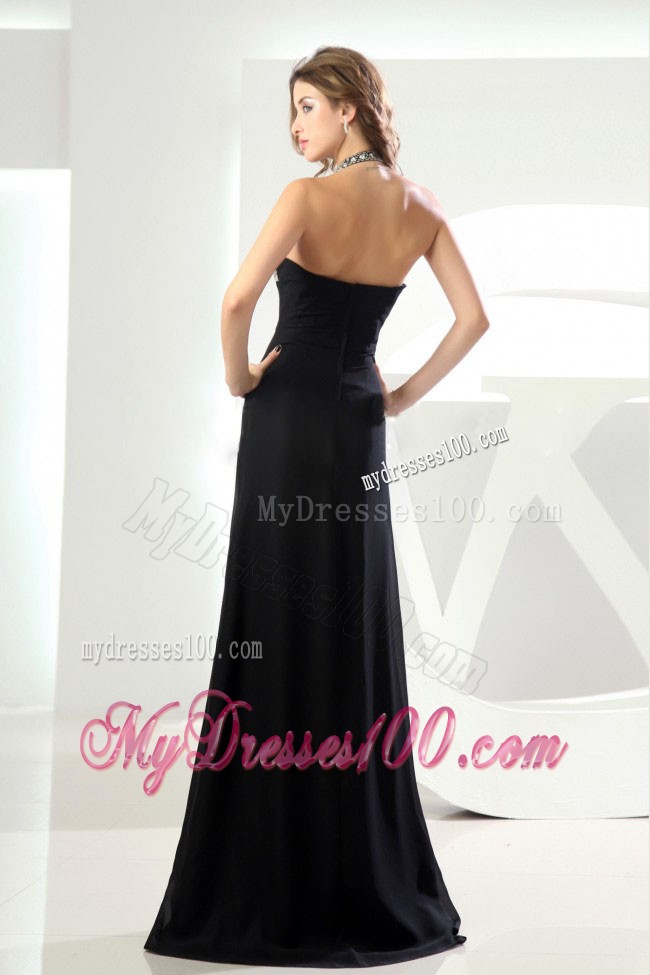 Beaded Halter Top Empire Prom Dress in Little Black Discount