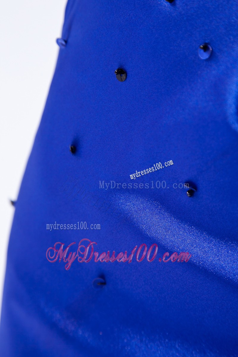 Beautiful High-low Appliques Ruffles Royal Blue Evening Cocktail Dress