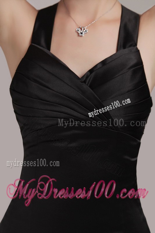 Mini-Length Black Column V-neck Prom Homecoming Dress with Criss Cross Back
