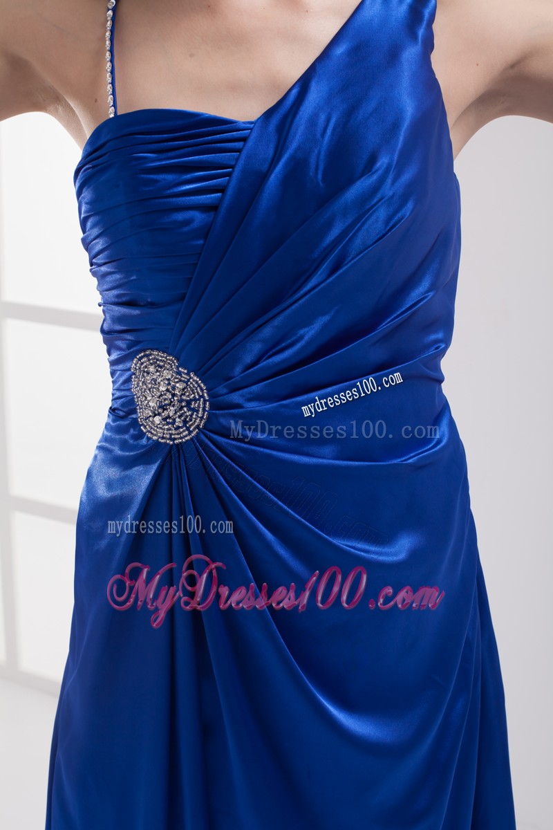 Royal Blue Sweep Train Beaded Taffeta Prom Dresses for Cheap
