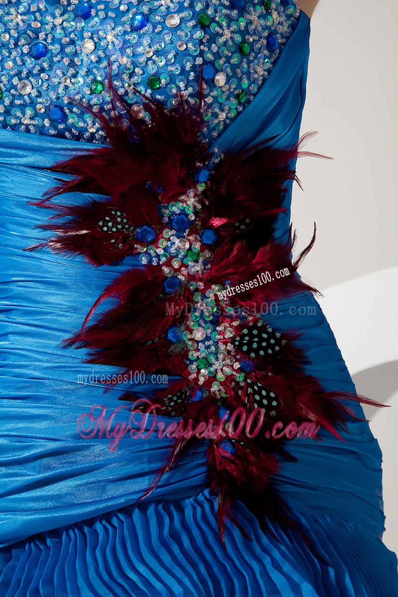 Royal Blue High-low Sweetheart Beading Ruffle Layers Prom Evening Dress