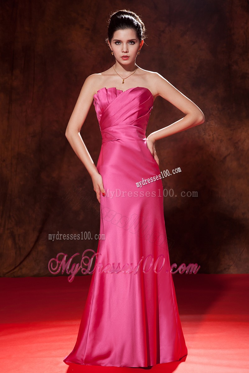 Ruched Floor-length Mermaid Prom Gown in Hot Pink