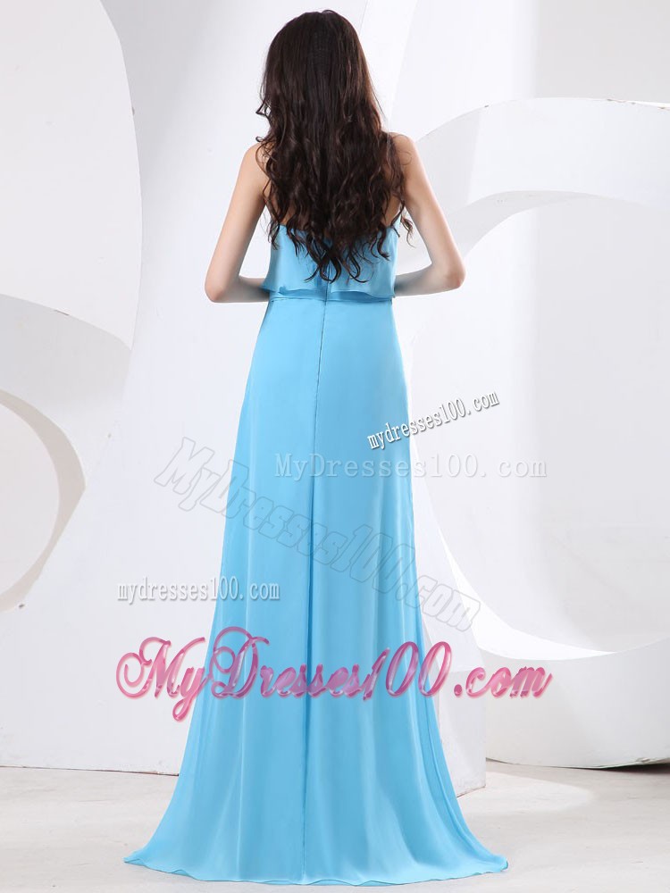 Pretty Aqua Blue Zipper-up High-low Column Prom Dresses for Cheap