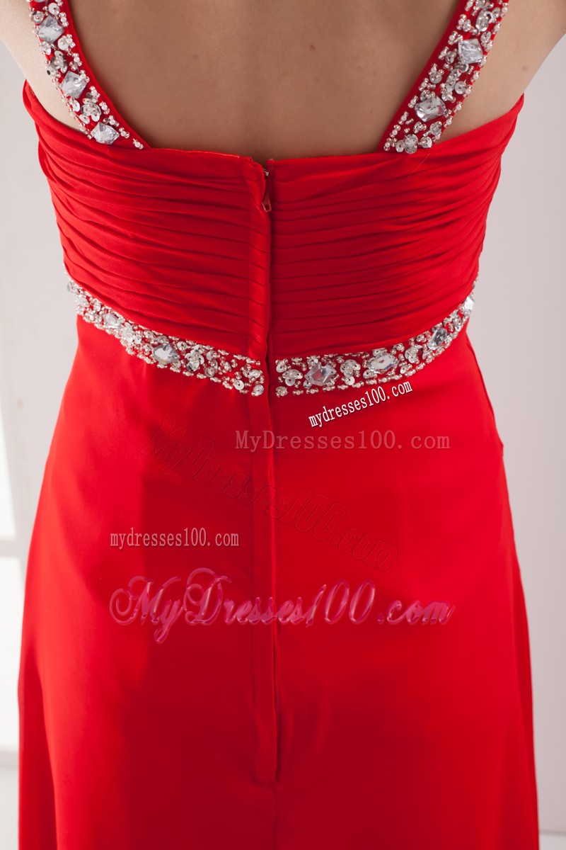 Pretty Straps High Slit Column Long Prom Dresses in Red
