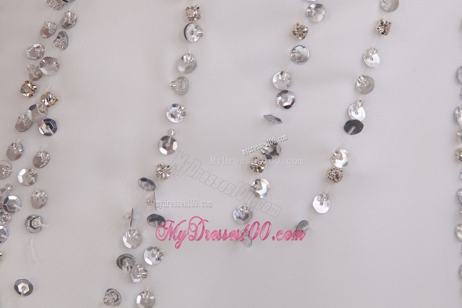 Mini-Length a-Line Beaded Prom Evening Dress with Spaghetti Straps in White