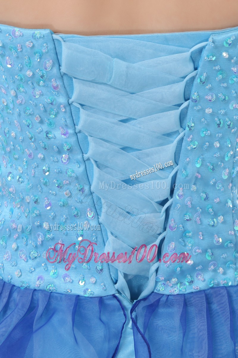 Multi-toned Blue Prom Dress with Layered Petal Skirt