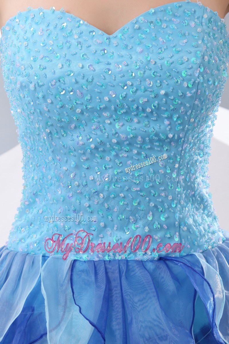Multi-toned Blue Prom Dress with Layered Petal Skirt