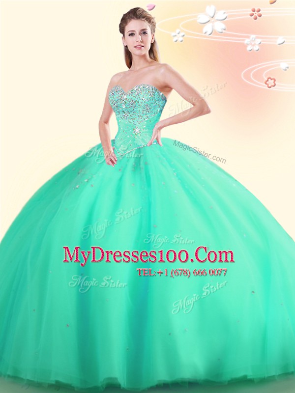 Decent Floor Length Ball Gowns Sleeveless Apple Green Sweet 16 Dresses Lace Up