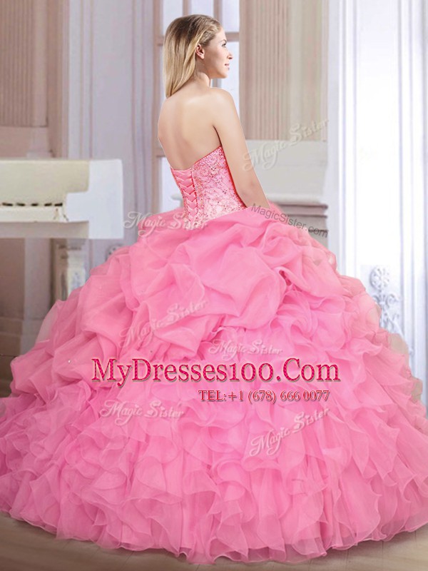 Apple Green Sleeveless Floor Length Beading and Ruffles and Pick Ups Lace Up 15 Quinceanera Dress