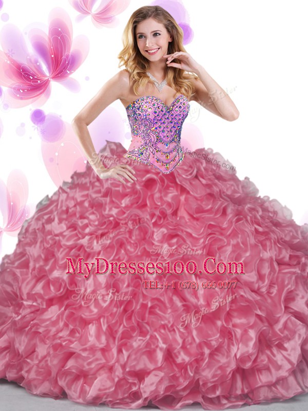 Sweet Beading and Ruffles Sweet 16 Dresses Green Lace Up Sleeveless Floor Length