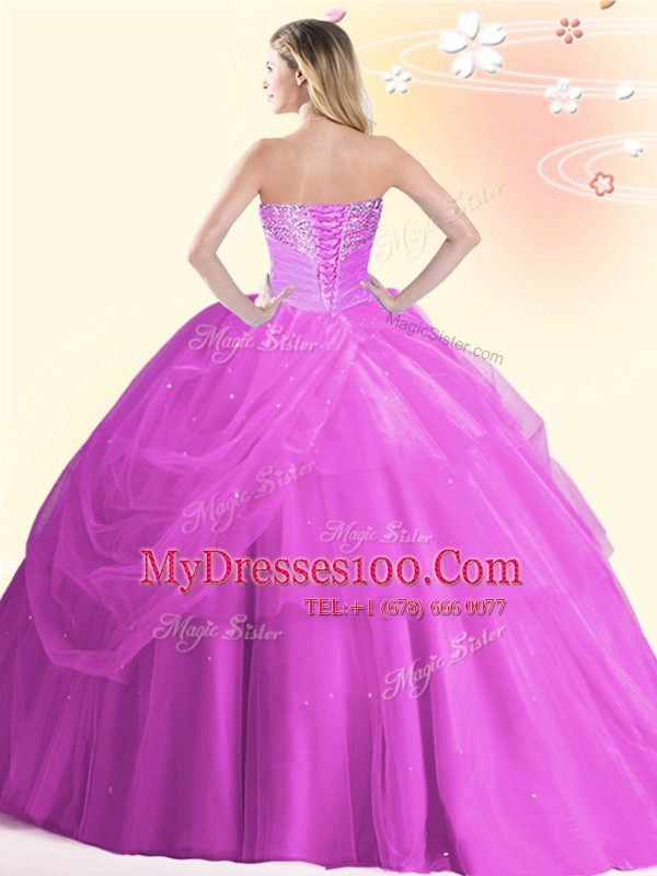 Lavender Sleeveless Beading Floor Length Sweet 16 Dress
