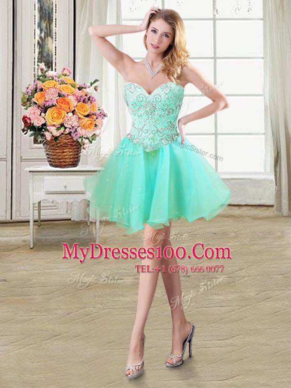Three Piece Apple Green Organza Lace Up Sweetheart Sleeveless Floor Length Sweet 16 Dresses Beading and Ruffles and Pick Ups