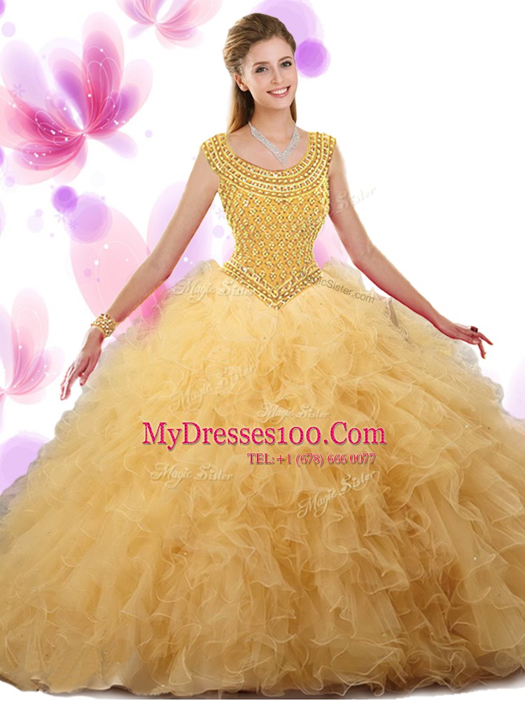 Clearance Ball Gowns Ball Gown Prom Dress Navy Blue Scoop Tulle Sleeveless Floor Length Zipper