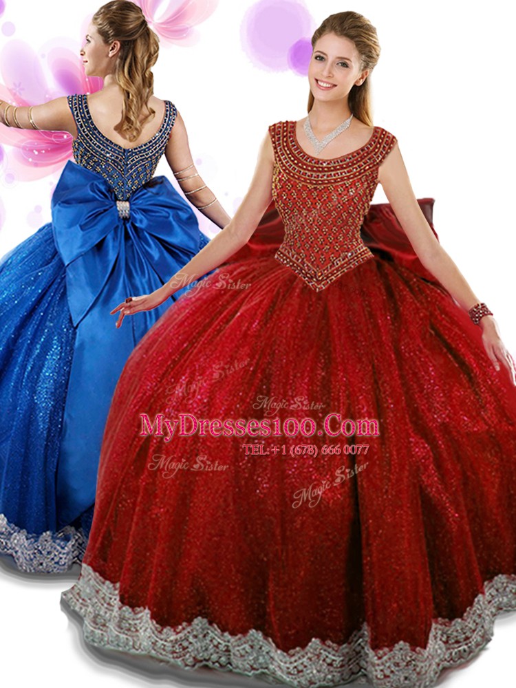 Attractive Scoop Organza Sleeveless Floor Length 15 Quinceanera Dress and Beading and Appliques and Bowknot