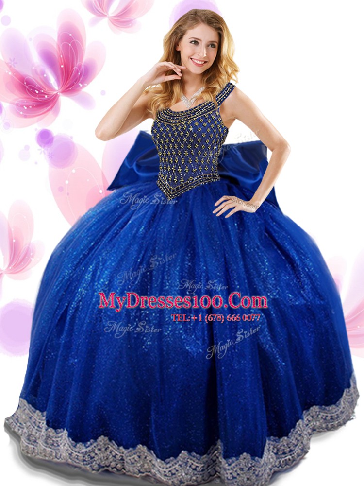 Attractive Scoop Organza Sleeveless Floor Length 15 Quinceanera Dress and Beading and Appliques and Bowknot