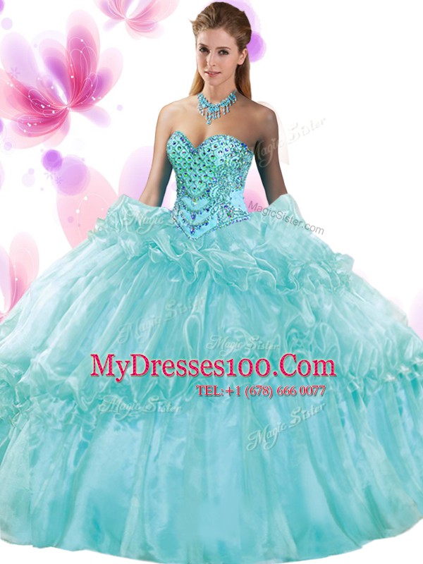 Sleeveless Lace Up Floor Length Pick Ups Vestidos de Quinceanera
