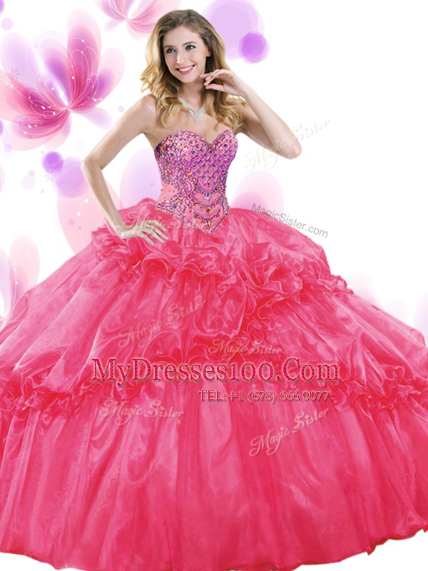 Sleeveless Lace Up Floor Length Pick Ups Vestidos de Quinceanera