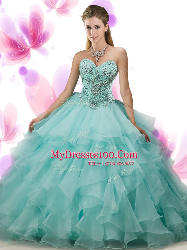 Vintage Ruffled Sweetheart Sleeveless Lace Up Quinceanera Gowns Pink Organza