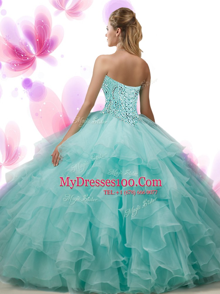 Vintage Ruffled Sweetheart Sleeveless Lace Up Quinceanera Gowns Pink Organza
