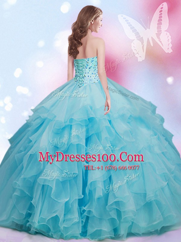 Sleeveless Beading and Ruffles Lace Up Quinceanera Gown