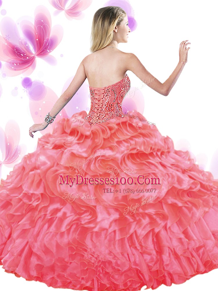 Sophisticated Pick Ups Sweetheart Sleeveless Lace Up Sweet 16 Quinceanera Dress Turquoise Organza
