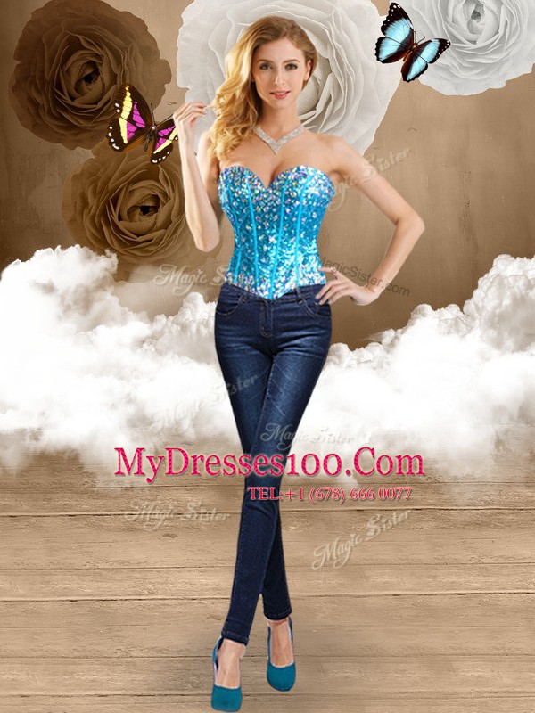 Four Piece Multi-color Sleeveless Floor Length Beading and Ruffles and Sequins Lace Up Quinceanera Dress
