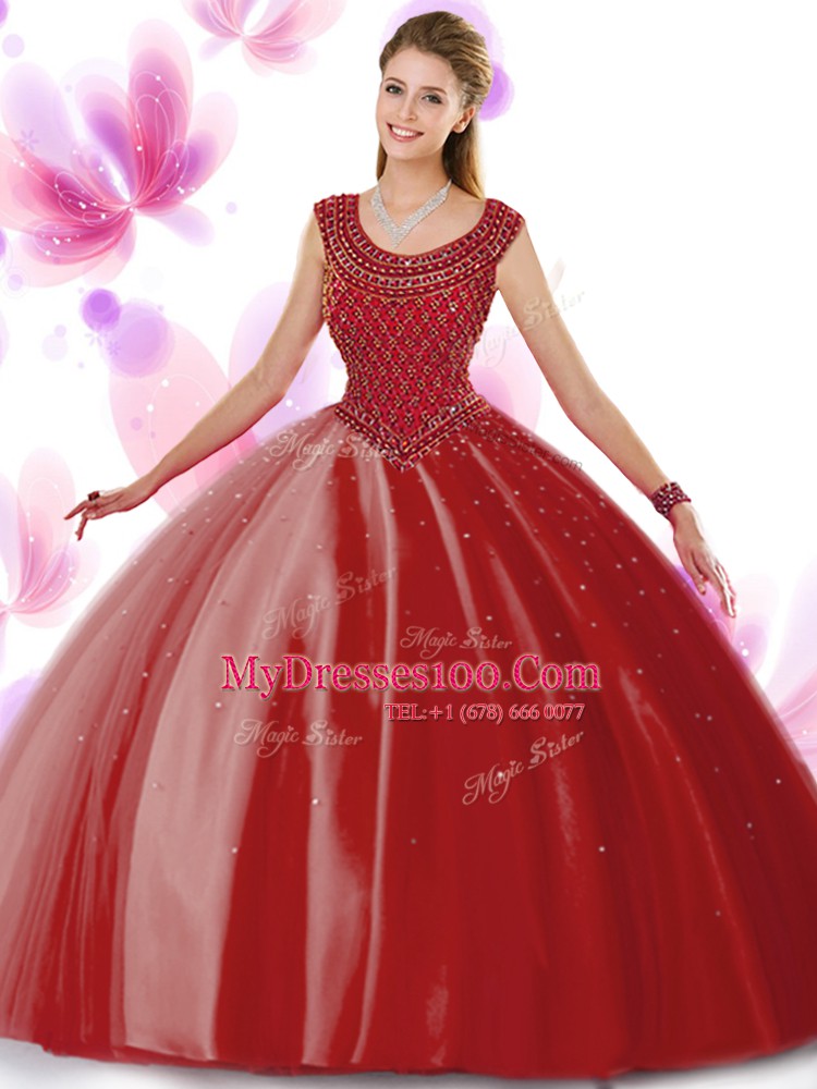 Best Selling Navy Blue Ball Gowns Scoop Sleeveless Tulle Floor Length Zipper Beading Sweet 16 Quinceanera Dress