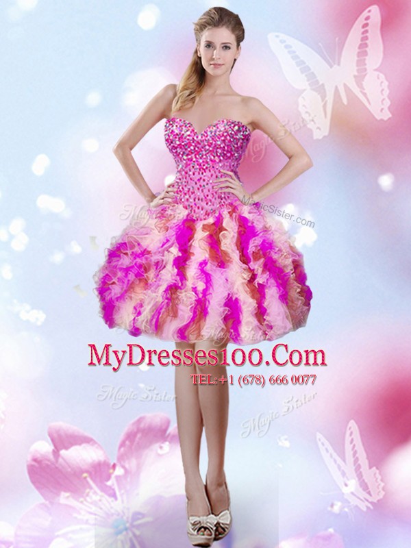 Mini Length Ball Gowns Sleeveless Multi-color Evening Wear Lace Up