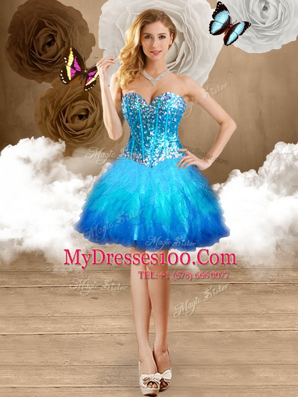 Excellent Sleeveless Beading Lace Up Club Wear