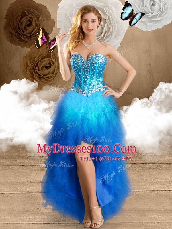 Sumptuous Multi-color Sweetheart Neckline Beading and Ruffles Formal Evening Gowns Sleeveless Lace Up