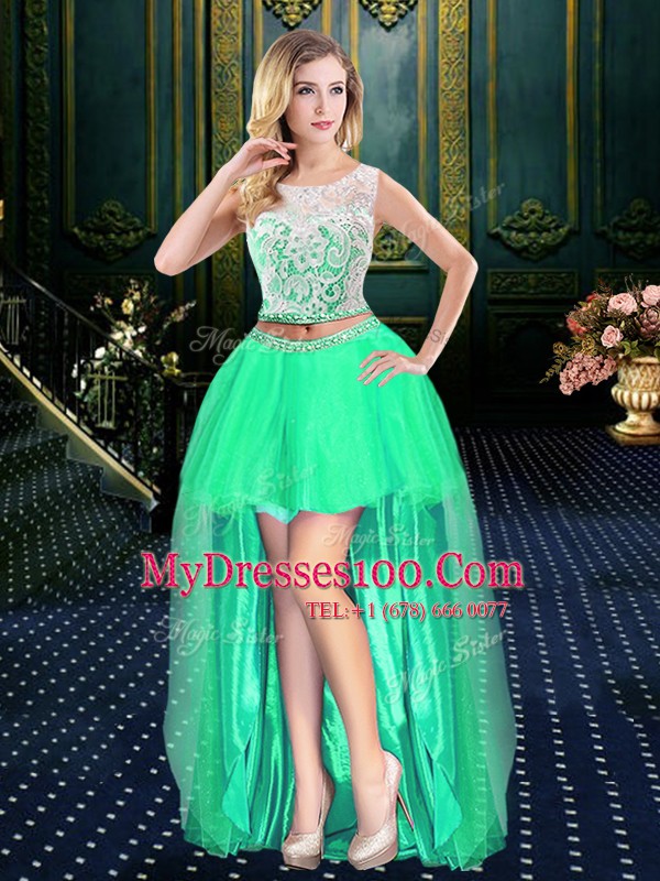 Scoop Sleeveless Lace Clasp Handle Ball Gown Prom Dress