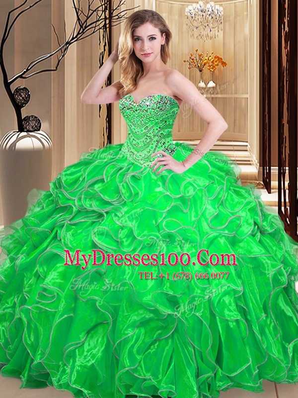 Sleeveless Beading and Ruffles Lace Up Quinceanera Gowns