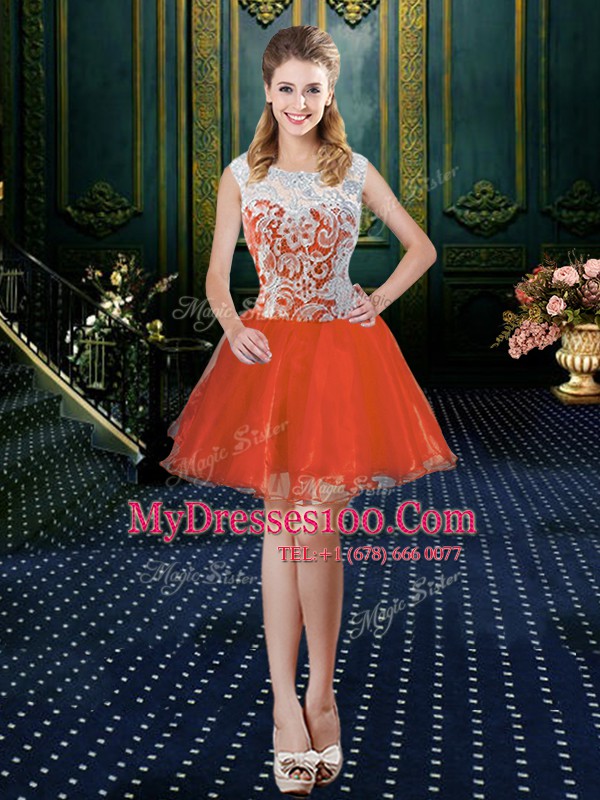 Shining Four Piece Sleeveless Floor Length Beading and Lace Zipper Vestidos de Quinceanera with Orange Red