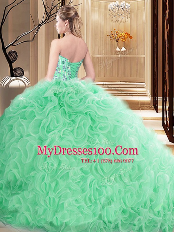 Orange Sweetheart Lace Up Embroidery and Ruffles Sweet 16 Quinceanera Dress Sleeveless