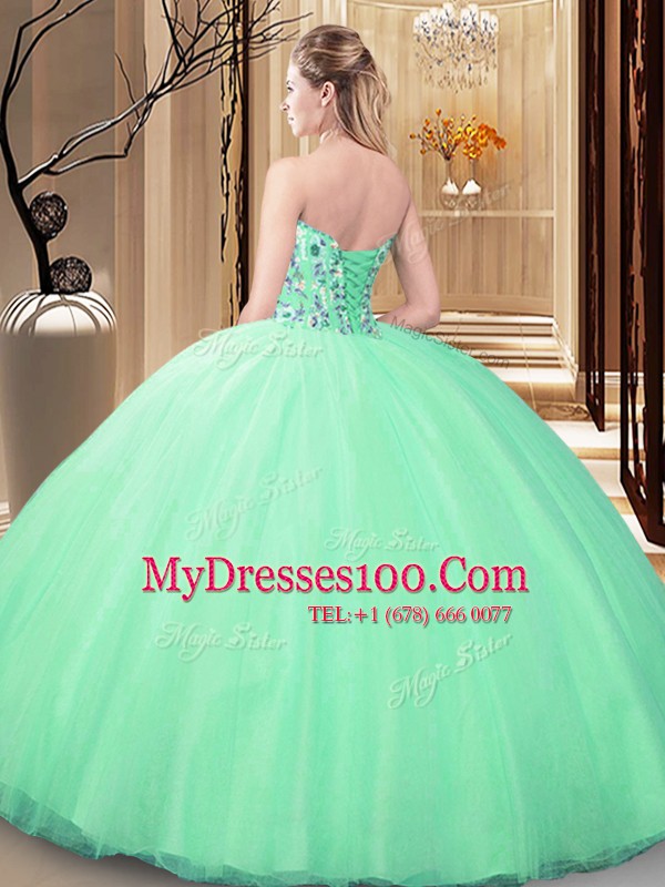 Sweet Rose Pink Sleeveless Tulle Lace Up Quinceanera Gowns for Prom and Military Ball and Sweet 16