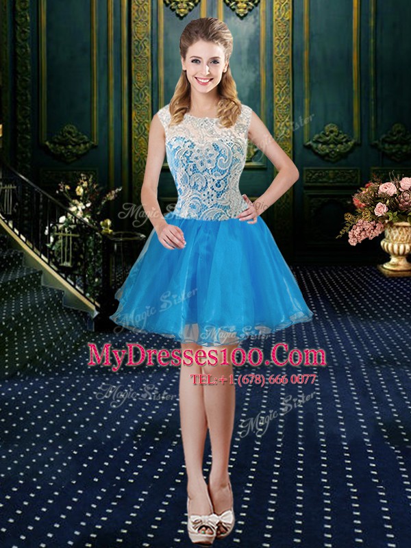 Modest Four Piece Floor Length Zipper Ball Gown Prom Dress Baby Blue for Military Ball and Sweet 16 and Quinceanera with Lace Brush Train