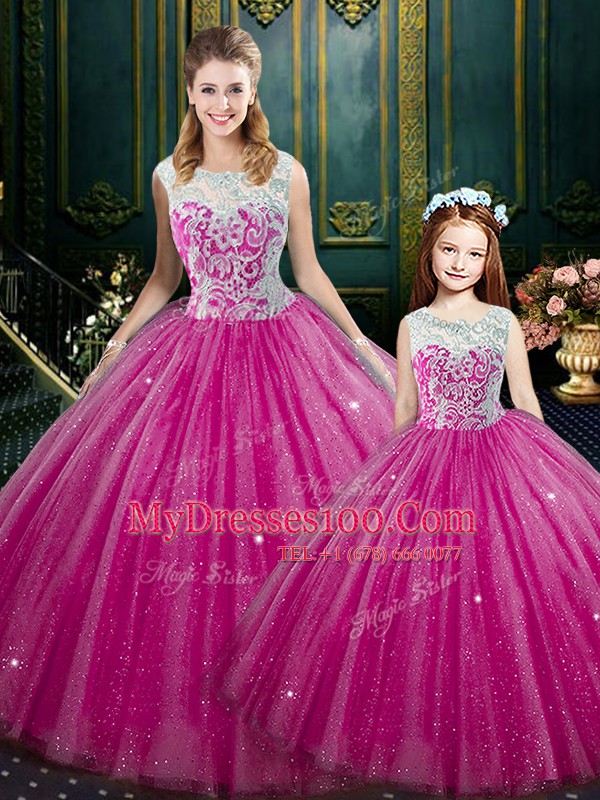 High-neck Sleeveless Tulle Ball Gown Prom Dress Lace Lace Up