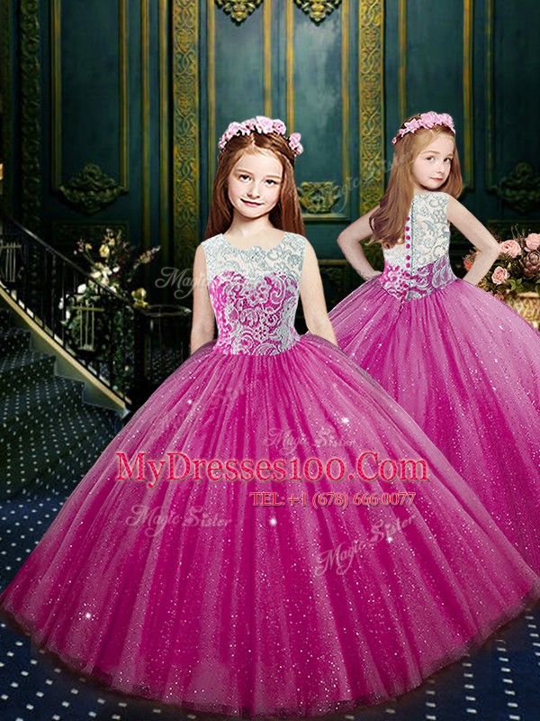High-neck Sleeveless Tulle Ball Gown Prom Dress Lace Lace Up
