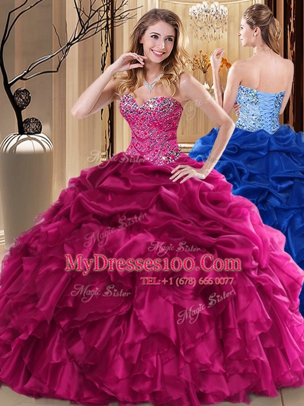Dazzling Sleeveless Lace Up Floor Length Beading and Pick Ups 15th Birthday Dress