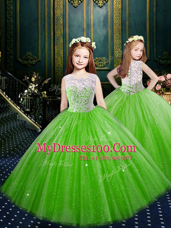 Sleeveless Floor Length Lace Lace Up Sweet 16 Quinceanera Dress with
