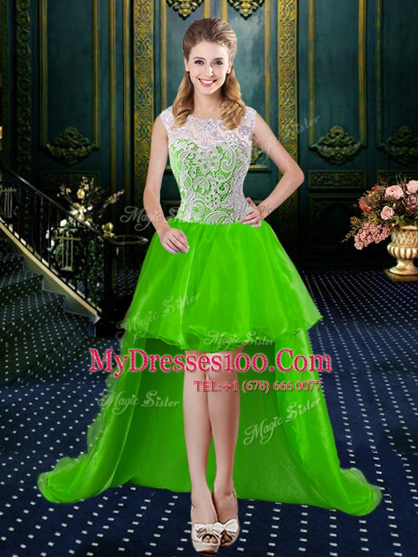 Sophisticated Four Piece High-neck Sleeveless Brush Train Zipper 15th Birthday Dress Tulle