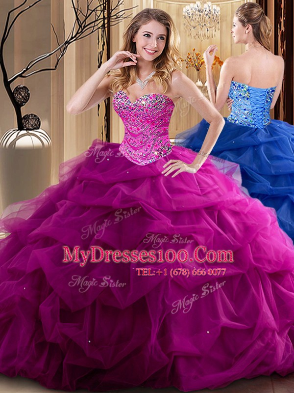 Sleeveless Beading and Ruffles Lace Up Sweet 16 Dresses