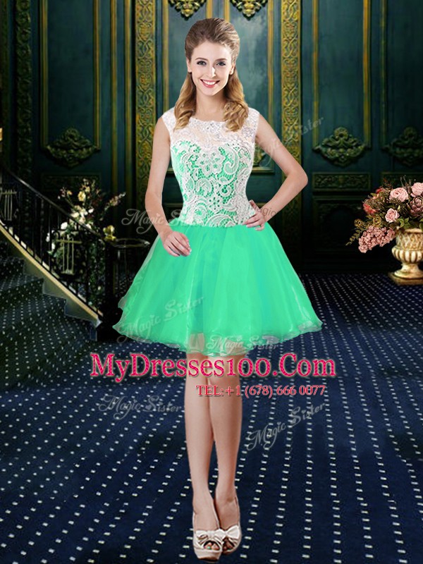 Four Piece Green Scoop Zipper Lace and Ruffles Quinceanera Gowns Sleeveless