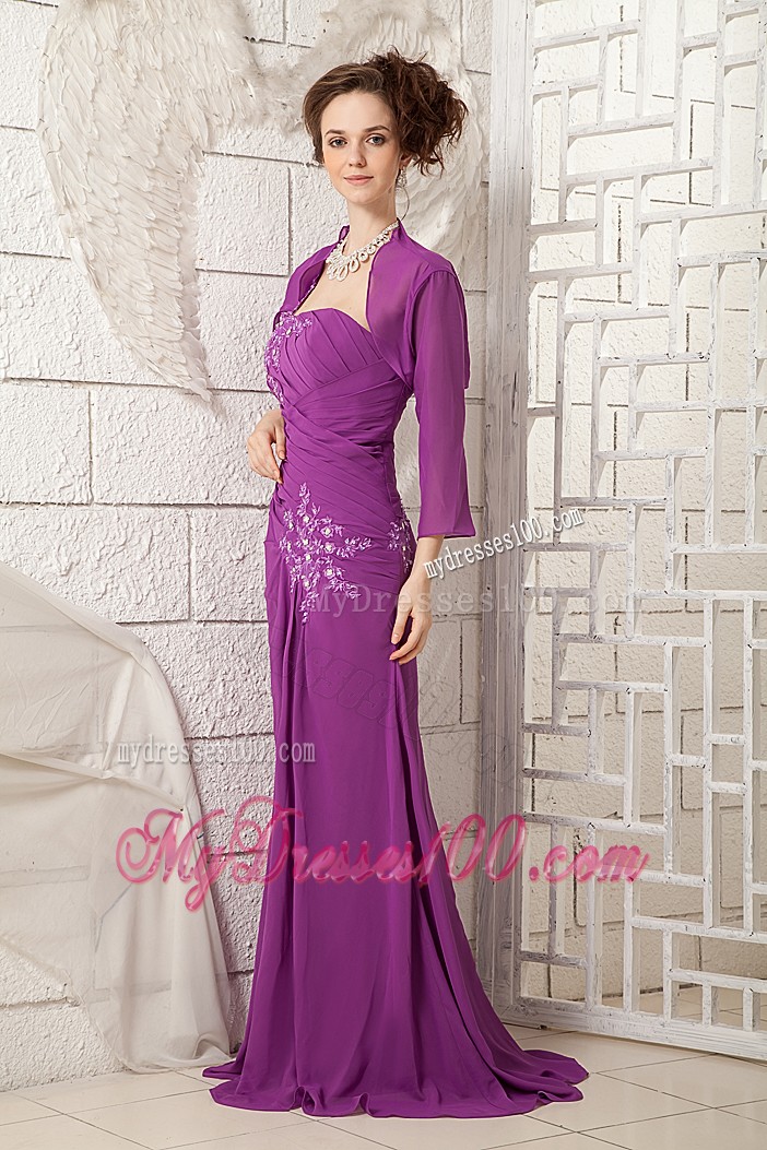 One Shoulder Purple Dresses For Prom with Jacket