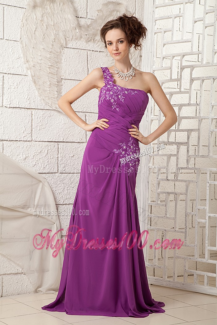 One Shoulder Purple Dresses For Prom with Jacket